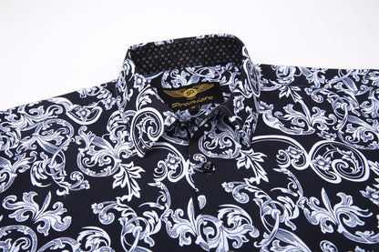 PREMIERE SHIRTS: BLACK WHITE PAISLEY