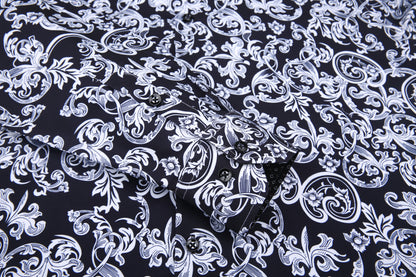 PREMIERE SHIRTS: BLACK WHITE PAISLEY