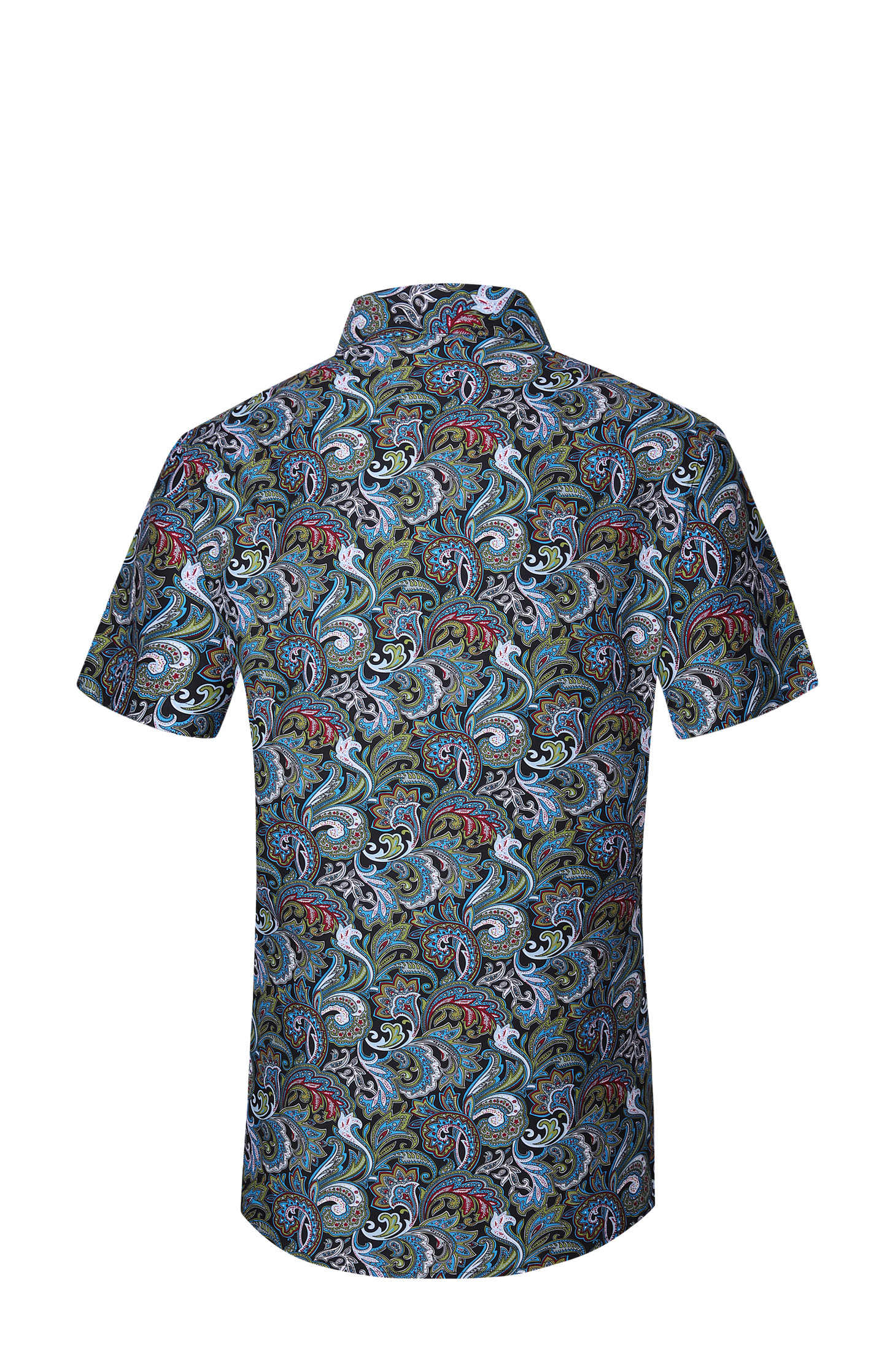 PREMIERE SHORT SLEEVE SHIRTS: MULTICOLOR GREEN PAISLEY