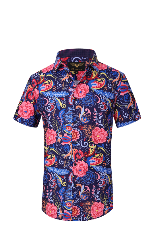 PREMIERE SHORT SLEEVE SHIRTS: MULTICOLOR FLORAL