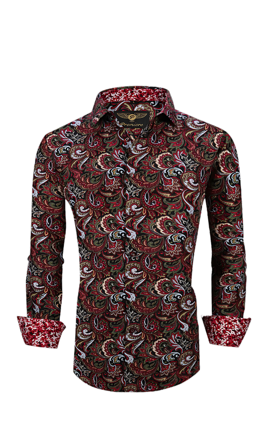 PREMIERE SHIRTS: MULTICOLOR RED PAISLEY