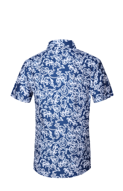 PREMIERE SHORT SLEEVE SHIRTS: NAVY WHITE PAISLEY