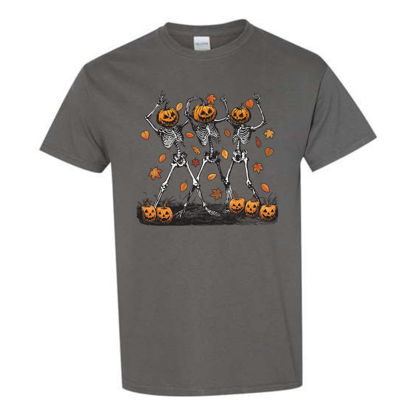 Halloween Pumpkin Skeleton Head Spooky Dancing T-Shirt