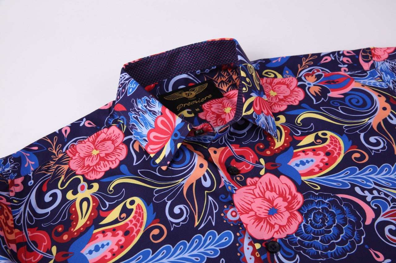 PREMIERE SHORT SLEEVE SHIRTS: MULTICOLOR FLORAL