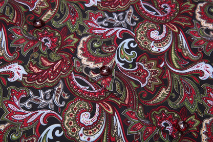 PREMIERE SHORT SLEEVE SHIRTS: MULTICOLOR RED PAISLEY