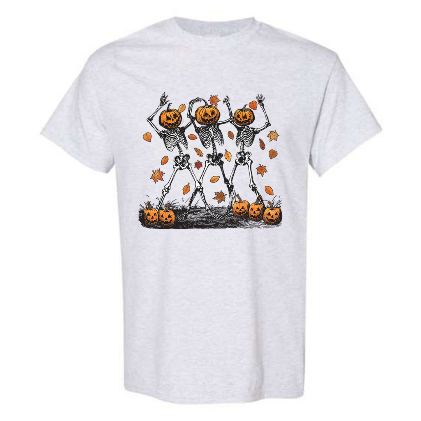 Halloween Pumpkin Skeleton Head Spooky Dancing T-Shirt