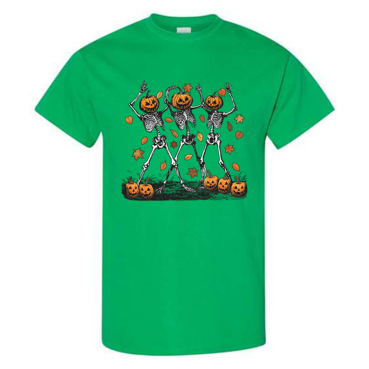 Halloween Pumpkin Skeleton Head Spooky Dancing T-Shirt