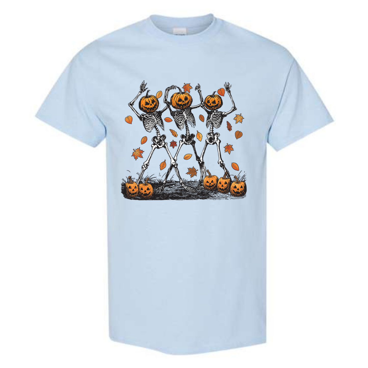 Halloween Pumpkin Skeleton Head Spooky Dancing T-Shirt