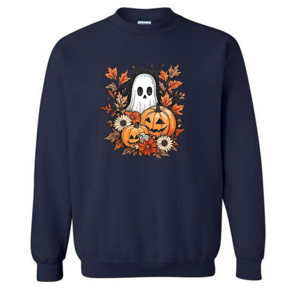 Halloween Pumpkin SPOOKY GHOST Jack O’Lantern Crewneck Sweatshirt