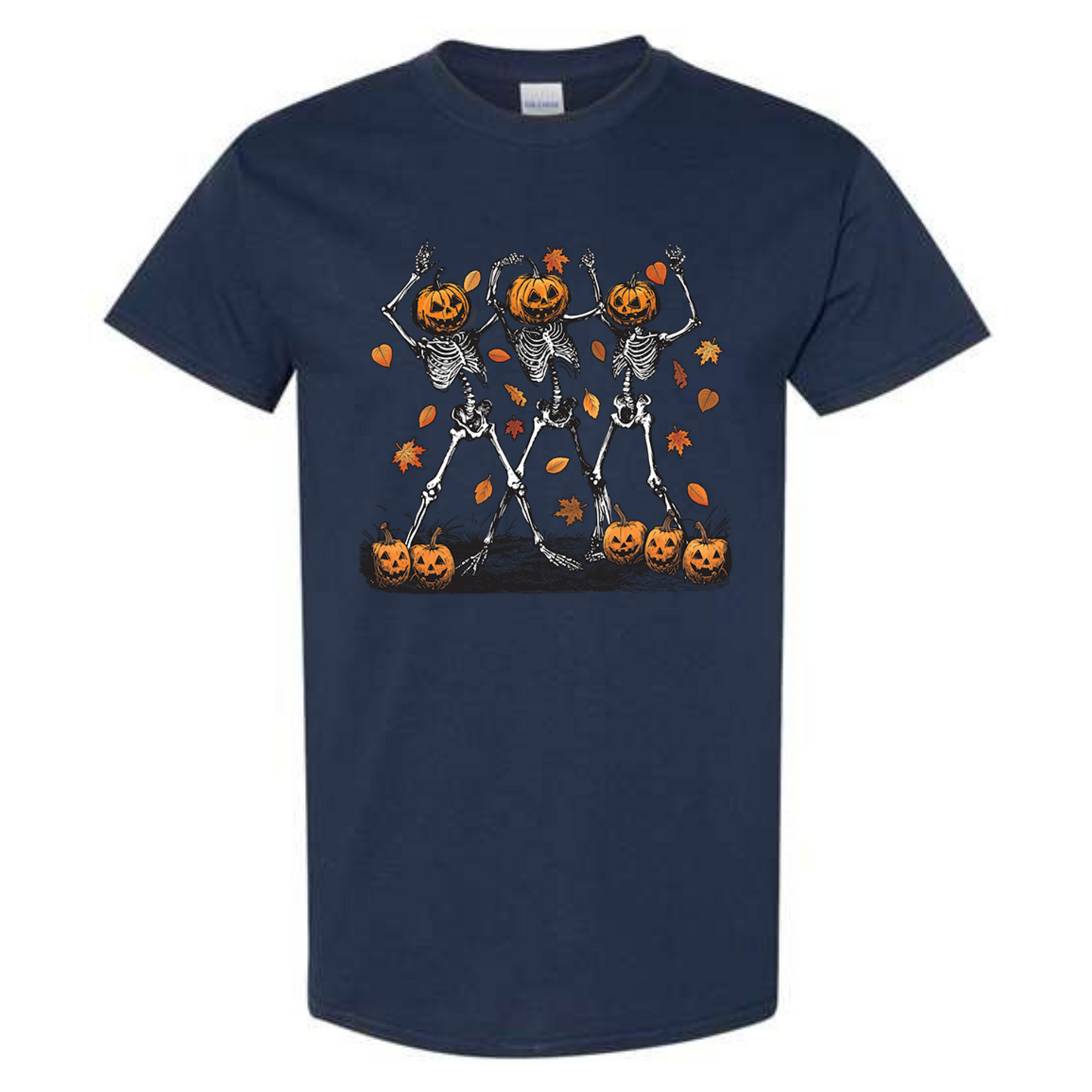 Halloween Pumpkin Skeleton Head Spooky Dancing T-Shirt