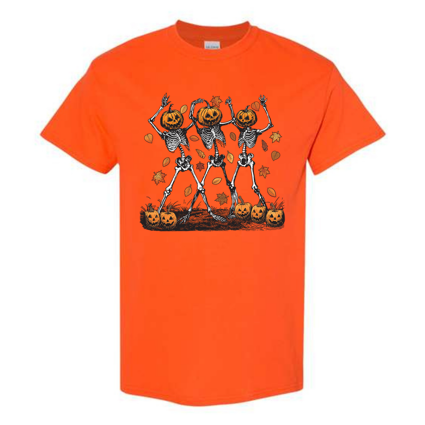 Halloween Pumpkin Skeleton Head Spooky Dancing T-Shirt