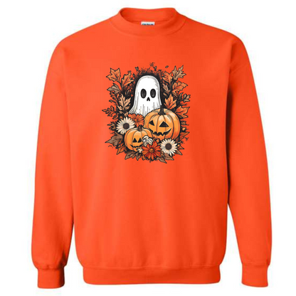 Halloween Pumpkin SPOOKY GHOST Jack O’Lantern Crewneck Sweatshirt