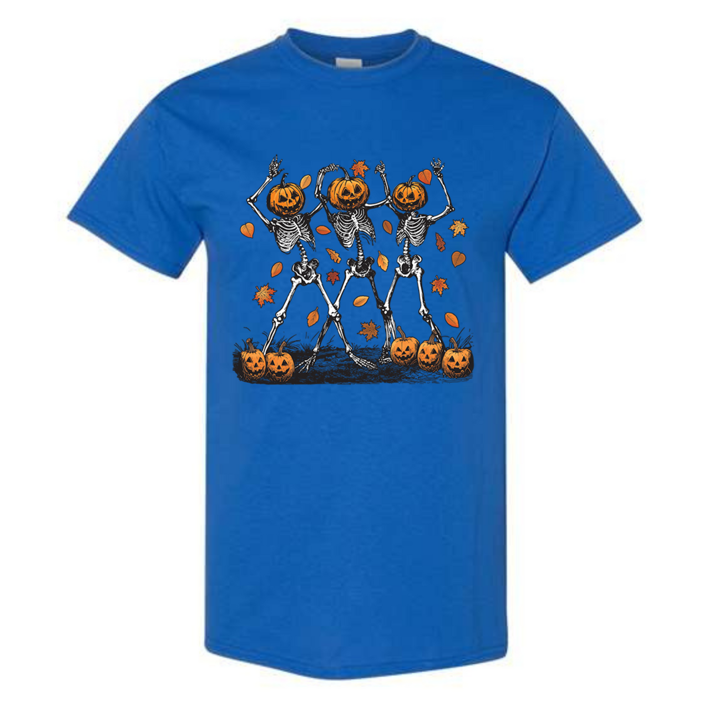 Halloween Pumpkin Skeleton Head Spooky Dancing T-Shirt