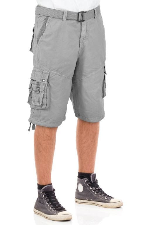 Mens Light Grey Cargo Shorts with Adjustable Belt