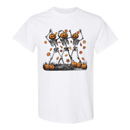 Halloween Pumpkin Skeleton Head Spooky Dancing T-Shirt