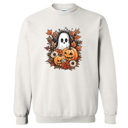 Halloween Pumpkin SPOOKY GHOST Jack O’Lantern Crewneck Sweatshirt