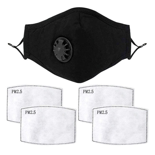 Black Face Mask with Respirator and 4 Free Filters