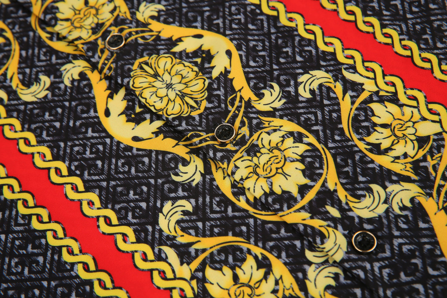 PREMIERE SHIRTS: RED/BLACK GOLD FLORAL