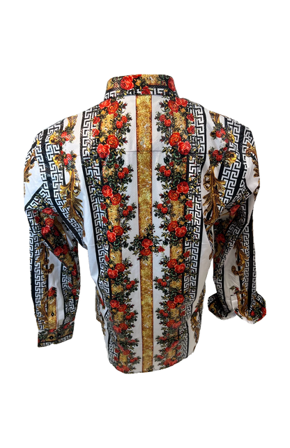 PREMIERE SHIRTS: WHITE/GOLD FLORAL