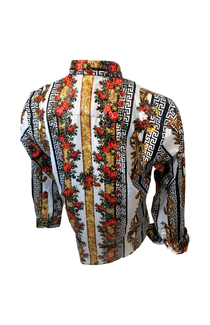 PREMIERE SHIRTS: WHITE/GOLD FLORAL