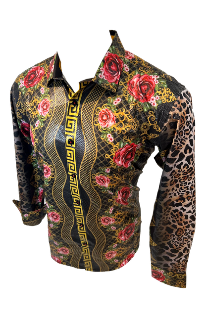 PREMIERE SHIRTS: FLORAL ROSE LEOPARD