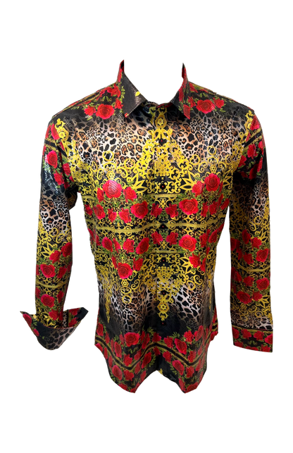 PREMIERE SHIRTS: BLACK/GOLD LEOPARD