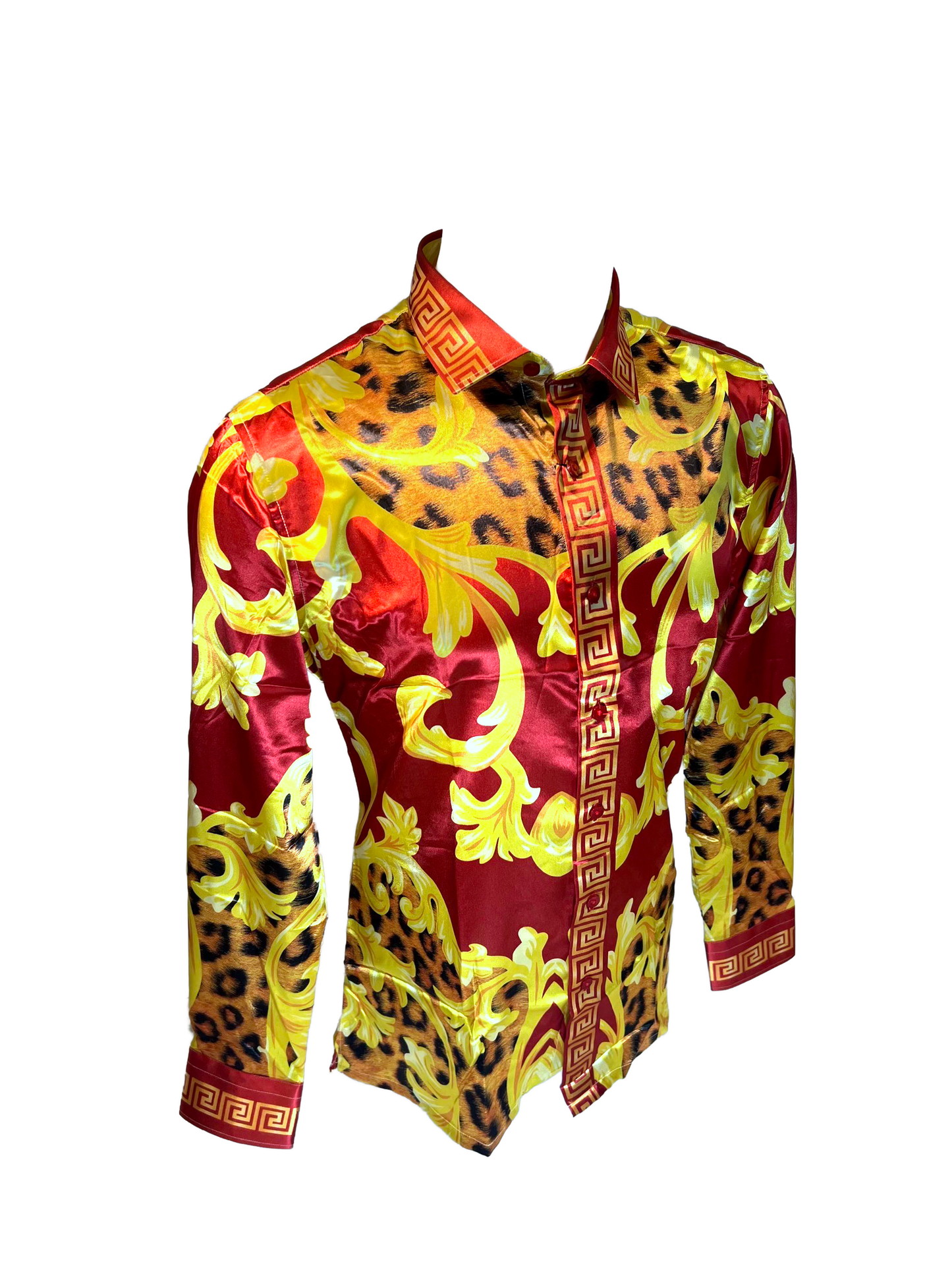 PREMIERE SHIRTS: RED/GOLD LEOPARD