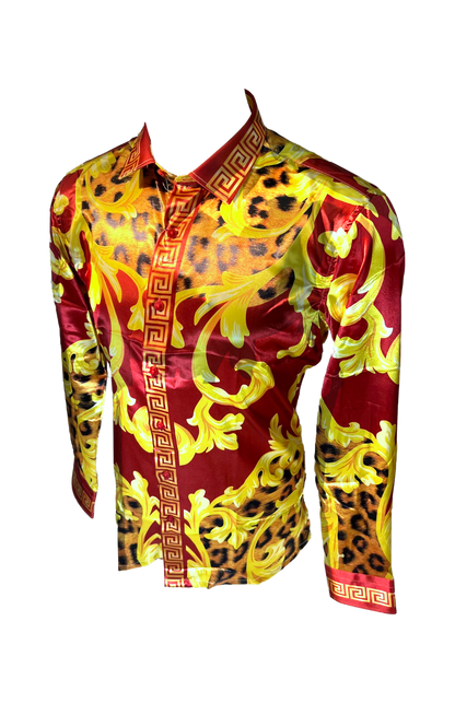 PREMIERE SHIRTS: RED/GOLD LEOPARD