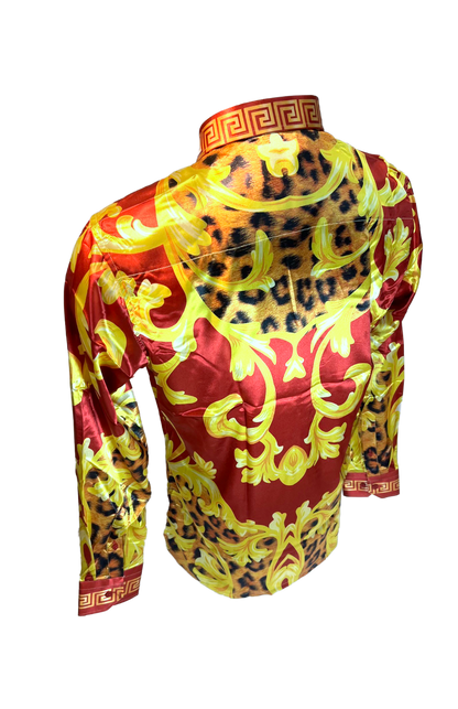 PREMIERE SHIRTS: RED/GOLD LEOPARD