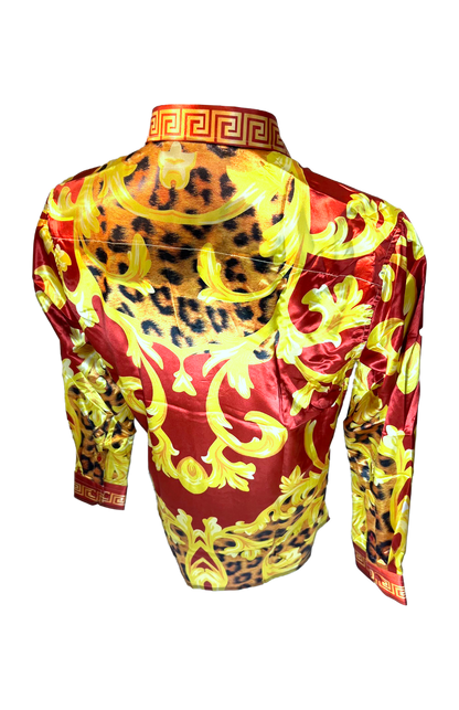 PREMIERE SHIRTS: RED/GOLD LEOPARD