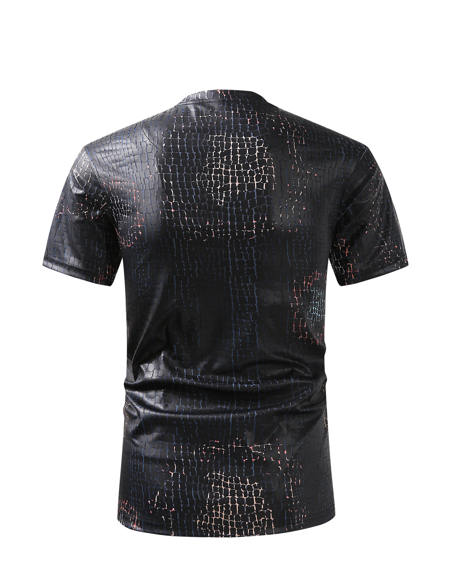 Men PREMIERE SLIM FIT Short Sleeve T SHIRT BLACK GRAY REPTILE CROCODILE SKIN PRINT Designer Shirt