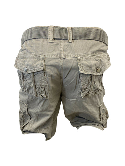 Mens Light Grey Cargo Shorts with Adjustable Belt