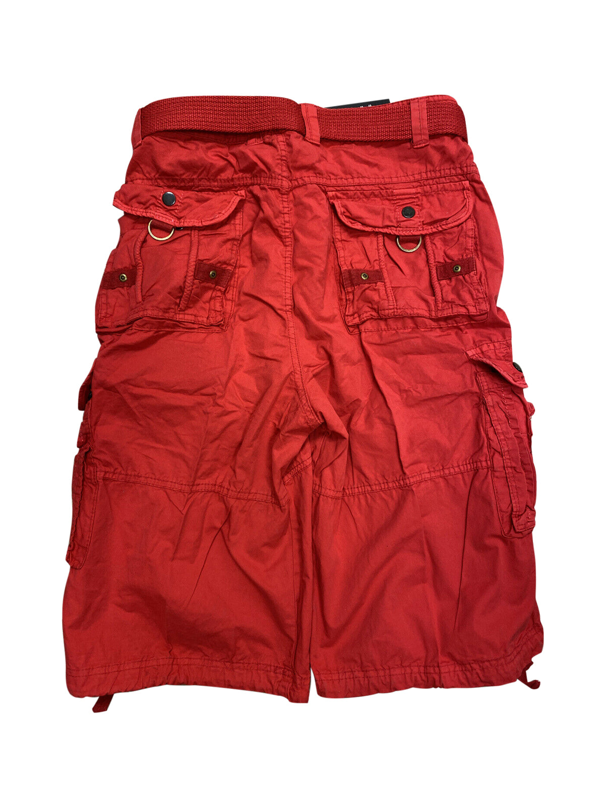 Mens Red Cargo Shorts with Adjustable Belt